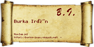 Burka Irén névjegykártya